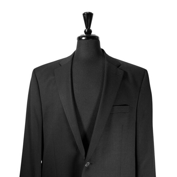 Ralph Lauren Mens Blazer Black 100% Wool 2 Button Lined Jacket Sport Coat 46L - Picture 5 of 9